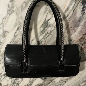 Ralph Lauren black soft leather barrel shape purse